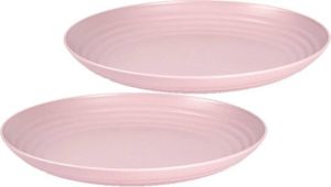 Forte Plastics Set van 2x stuks rond kunststof borden oud roze 25 cm Herbruikbaar Dinerbord Barbecuebord Campingbord