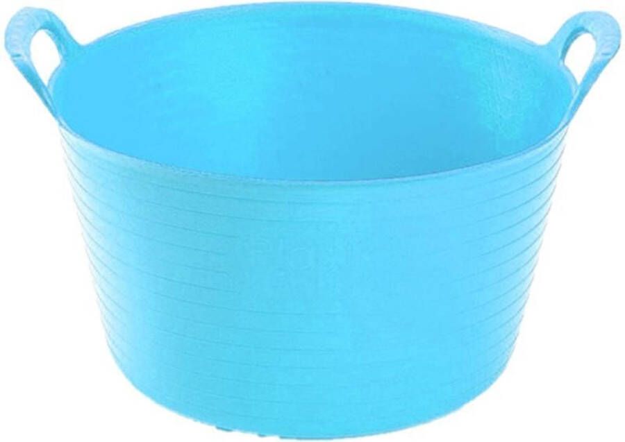 Forte Plastics Set van 3x stuks flexibele emmers blauw 56 liter Opbergmanden Grote teilen of wasmanden Kunststof 60 x 53 x 38 cm