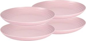 Forte Plastics Set van 4x stuks rond kunststof borden oud roze 25 cm Herbruikbaar Dinerbord Barbecuebord Campingbord
