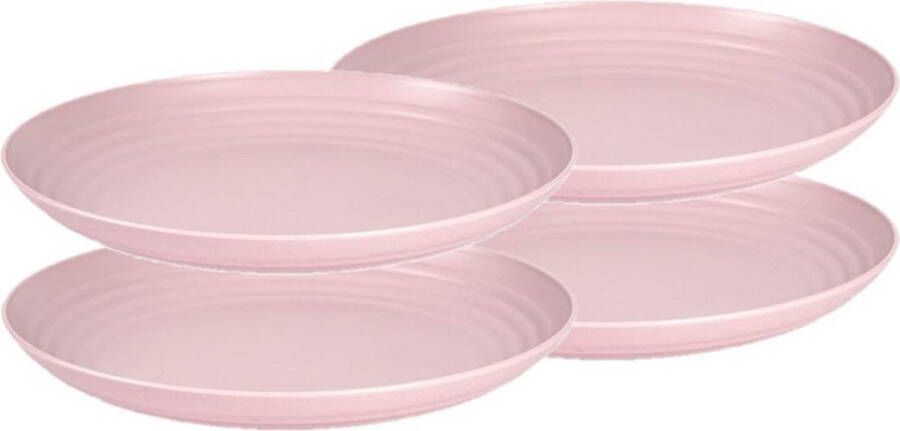 Forte Plastics Set van 8x stuks rond kunststof borden oud roze 25 cm Herbruikbaar Dinerbord Barbecuebord Campingbord