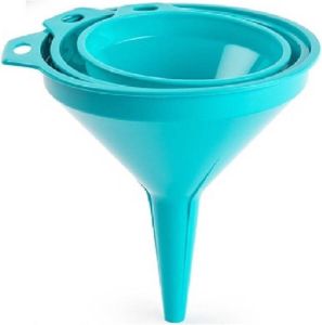 Forte Plastics Trechters set groot blauw 3-delig Keuken camping artikelen benodigdheden 12 14 en 16 cm