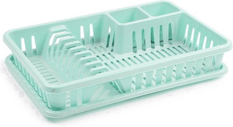 PLASTICFORTE Mintgroen afdruiprek met lekbak 45 x 30 cm Keukenbenodigdheden Afwassen afdrogen Afwasrekken Afdruiprekken met lekbak
