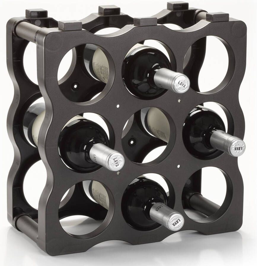 Forte Plastics Wijnflessen rek wijnrek stapelbaar voor 9x flessen Formaat 36 x 36 x 12 5 cm