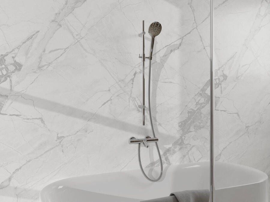 FortiFura Calvi badkraan met glijstangset met ronde handdouche metalen doucheslang chroom