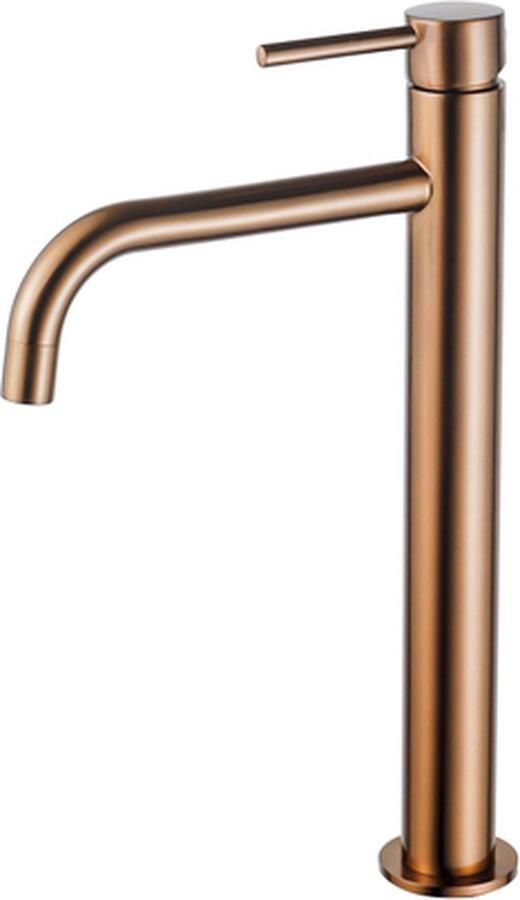 FortiFura Calvi Slim Wastafelkraan 32.6cm verhoogd opbouw geborsteld koper PVD