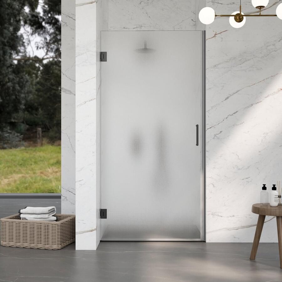 FortiFura Galeria Douchedeur 90x200cm scharnieren deurgreep vlak gesatineerd veiligheidsglas Gunmetal