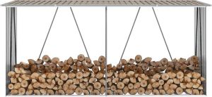 ForYou Prolenta Premium Haardhoutschuur 330x84x152 cm gegalvaniseerd staal bruin