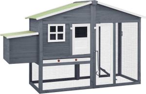 ForYou Prolenta Premium Kippenhok met nestkast massief vurenhout grijs en wit