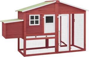 ForYou Prolenta Premium Kippenhok met nestkast massief vurenhout rood en wit