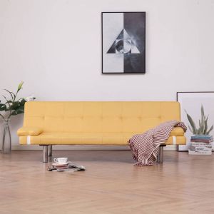 Prolenta Premium Slaapbank met twee kussens polyester geel Huis en Tuin