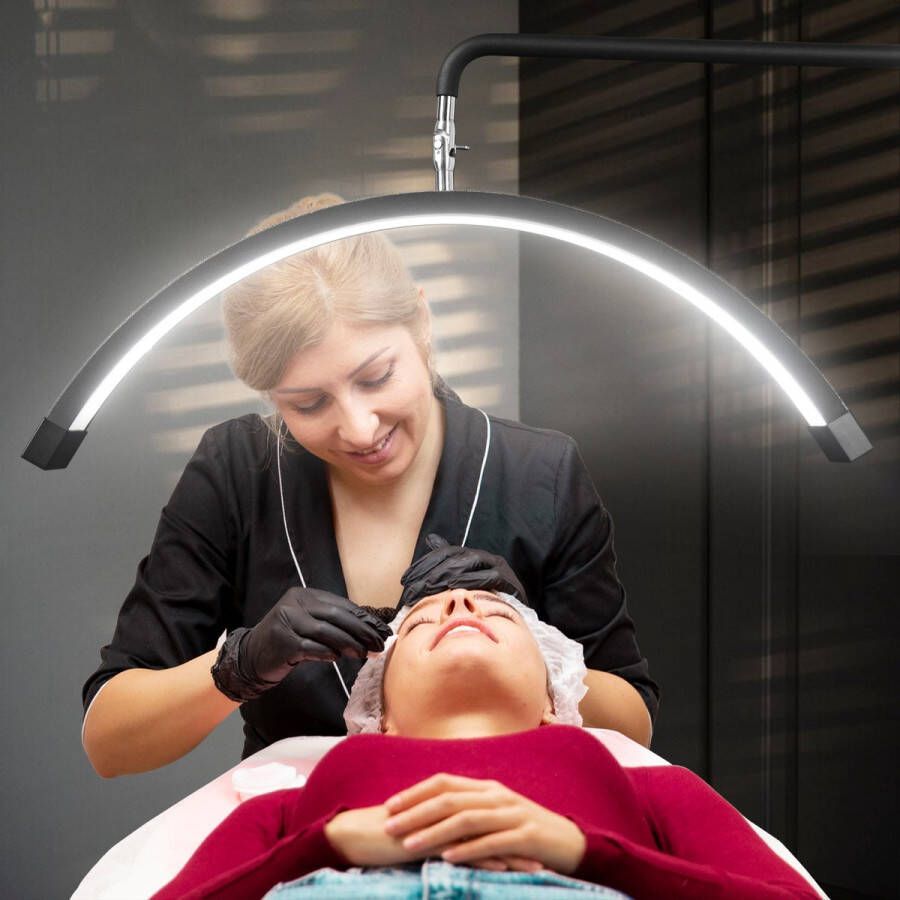 Fosoto Moonlight Zwart Kantelbaar- Nieuwste Model Salonlamp Moon light Behandel lamp Incl. smartphonehouder Beauty Tattoo Massage Nagelstyliste Make-Up Wimperextensions Pedicure manicure Lamp