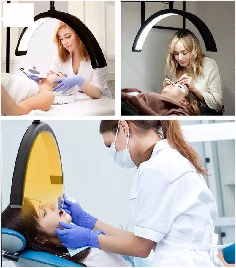 Fosoto Moonlight Zwart Salonlamp Moon light Behandel lamp Incl. smartphonehouder Beauty Tattoo Massage Nagelstyliste Make-Up Wimperextensions Pedicure manicure Lamp