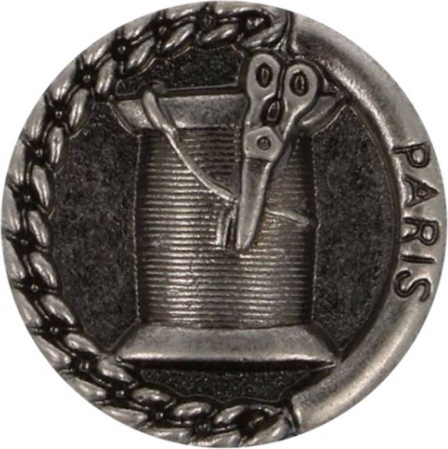 Fournituren van Viegen Knoop Metaal Klosje garen Oud zilver 17 5 mm 10 stuks Button Achtersteekknoop Paris