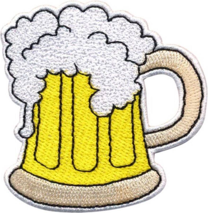 Fournituren van Viegen Patch Bierpul 6 5 x 7 cm strijk embleem Geel en wit