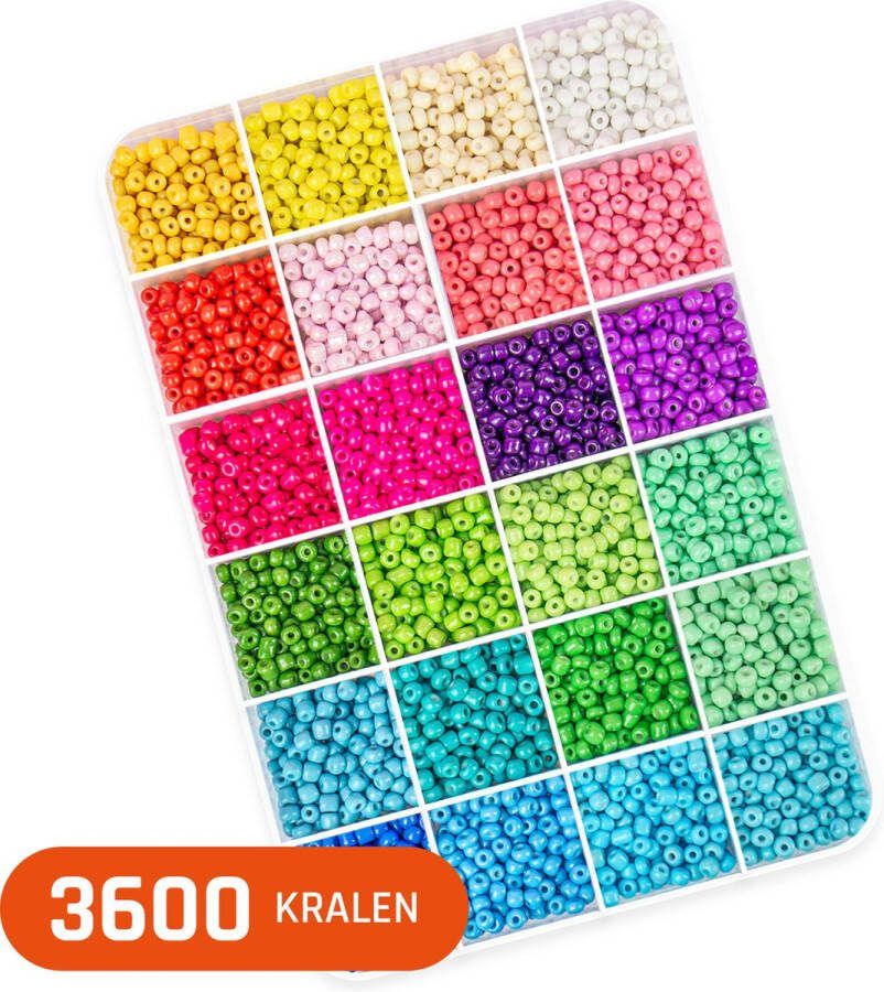 Foxoo Kralen Set Glaskralen 4 mm voor sieraden maken ketting telefoonkoord en armbandjes maken meisjes 24 kleuren 3600 Rocailles in opbergbox