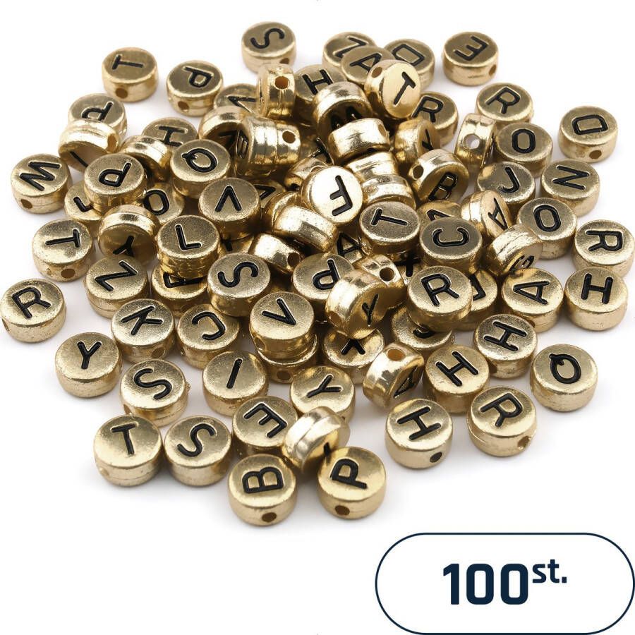 Foxoo Letterkralen voor Sieraden maken Alfabet kralen voor ketting armband etc. Acryl goudkleurig 7 mm 100 stuks