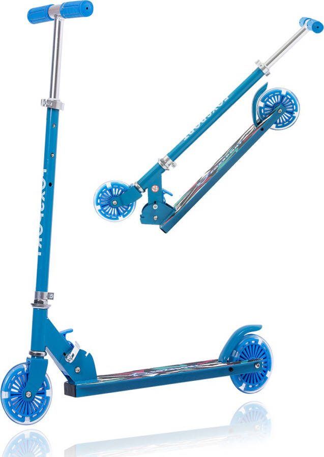 FOXSPORT Kinderstep Kick Step Voor Jongens en Meisjes lichtgevende wielen Vanaf 3-12 Jaar Step Kinderstepjes Draagkracht tot 50 kg Aluminium Blauw
