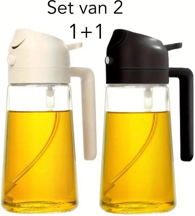 FR Service 2 stuks plastic – Zwart en wit 2xOlijfolie fles Olijfolie sprayer olie spray Olie en azijnstel Olie Diffuser Oliesprayer Olijfolie Verstuiver Azijnspray Olie Bakspray oil spray Olijfolie Fles 500ML oliefles –