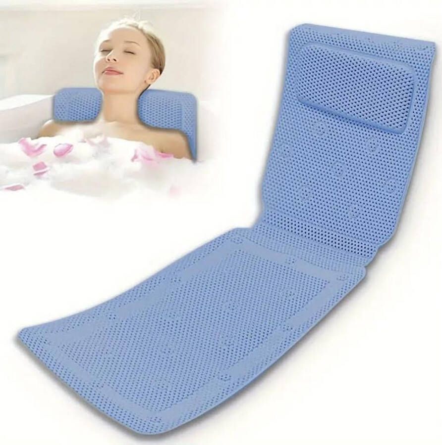 FR Service Badkussen voor gehele lichaam Blauw 125x36 badkussens voor in bad kussen nekkussen hoofdsteun bad antislip badmat anti slip badmat