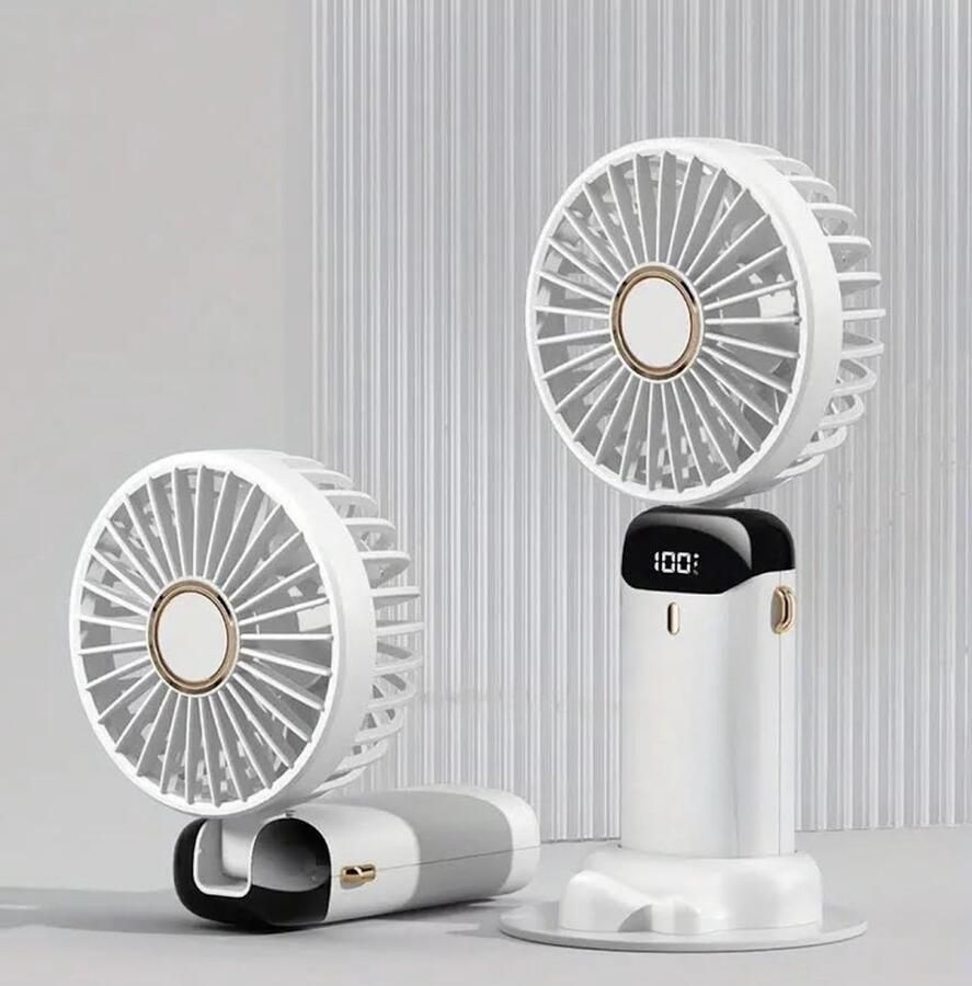 FR Service Handventilator Wit Mini Ventilator Hand Ventilator Mini ventilator Oplaadbaar Mini Ventilator Usb ventilator Draagbare ventilator 3600 mAh Digitaal beeld 5 Standen – nekkoord