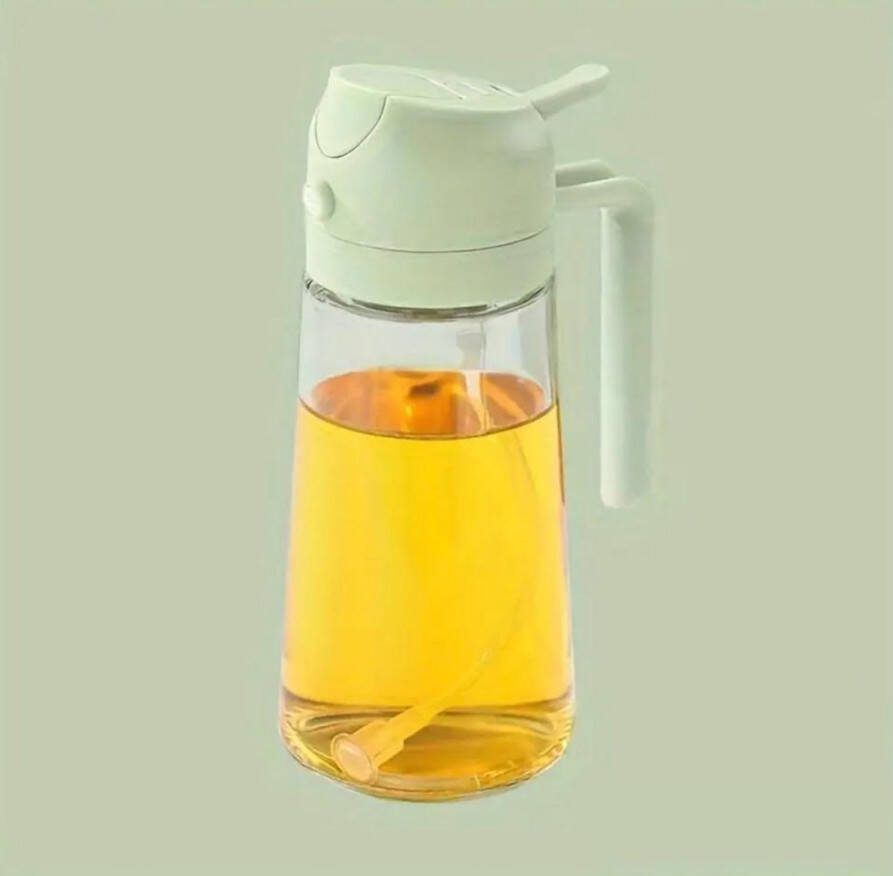 FR Service Glas – Groen 2 in 1 Olijfolie fles Olijfolie sprayer olie spray Olie en azijnstel Olie Diffuser Oliesprayer Olijfolie Verstuiver Azijnspray Olie Bakspray oil spray Olijfolie Fles 500ML oliefles met schenktuit