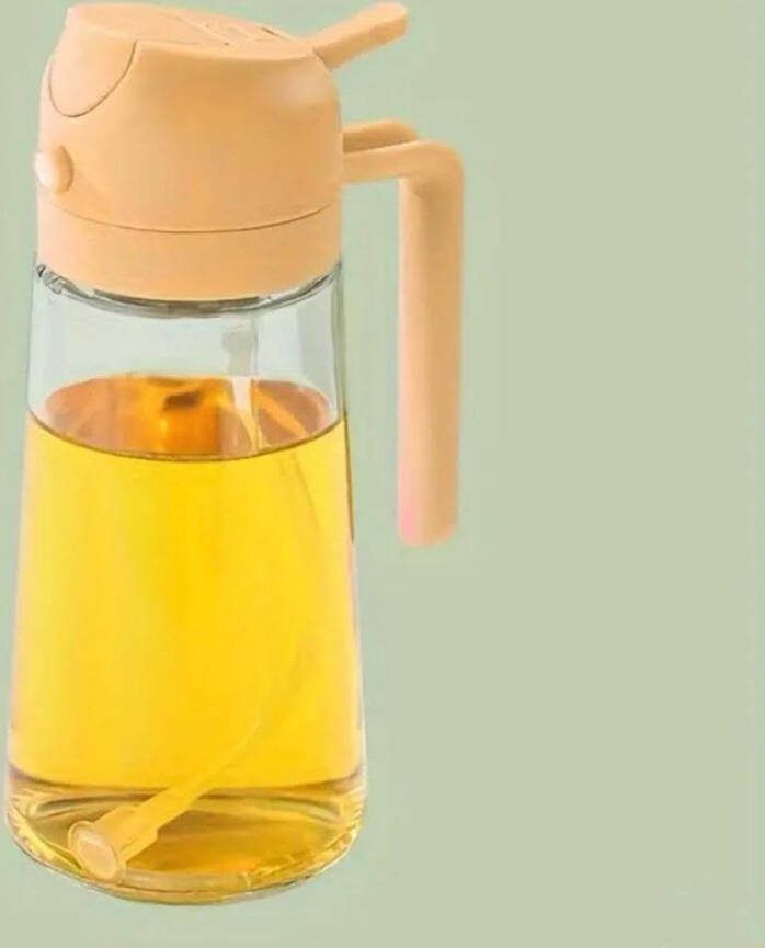 FR Service Glas – Oranje 2 in 1 Olijfolie fles Olijfolie sprayer olie spray Olie en azijnstel Olie Diffuser Oliesprayer Olijfolie Verstuiver Azijnspray Olie Bakspray oil spray Olijfolie Fles 500ML oliefles met schenktuit