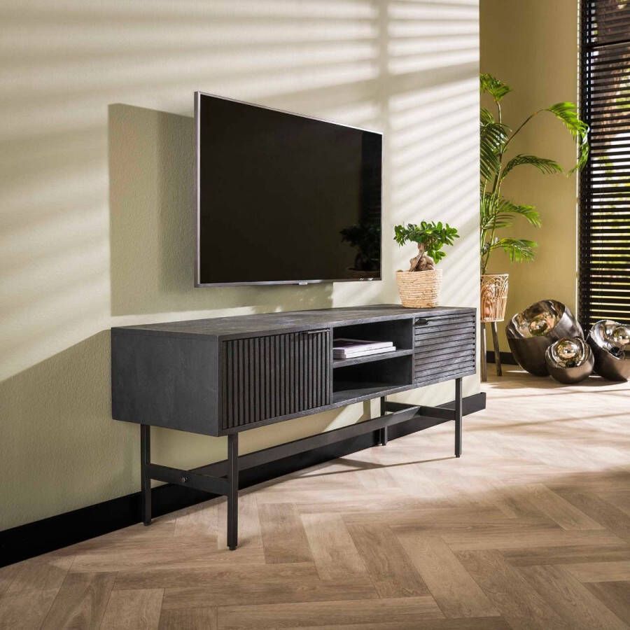 Fraaai Mariah tv-meubel 140 cm mangohout zwart