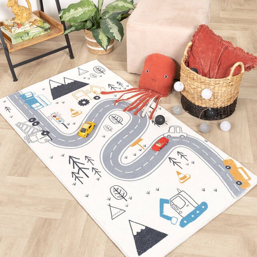 Fraai Auto speelkleed Dex Road Blauw 120x170cm