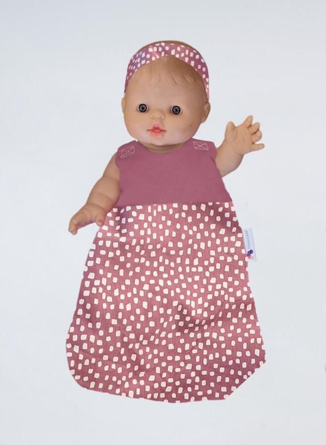 FraaiGaaf Poppen slaapzak Blocky Mauve 28 36 cm Roze slaapzak voor pop (poppenslaapzak voor o.a. Paola Reina Gordi My Little Baby Born Little Baby Annabell Corolle)