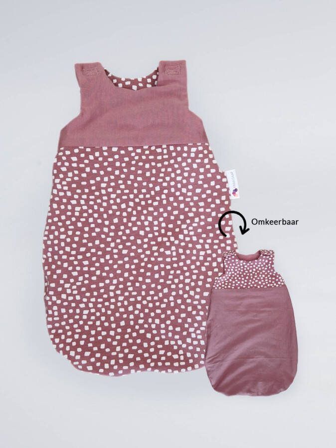 FraaiGaaf Poppen slaapzak Blocky Mauve 37 45 cm Roze slaapzak voor pop (poppenslaapzak voor o.a. Baby Born en Baby Annabell)