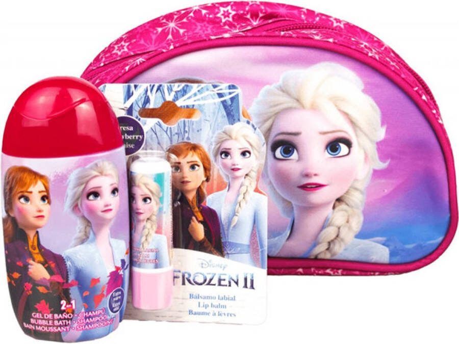 Fragrances For Children Frozen Gift Set With Cosmetic Bag Shampoo And Bath Foam 120 Ml Lip Balm 4 G