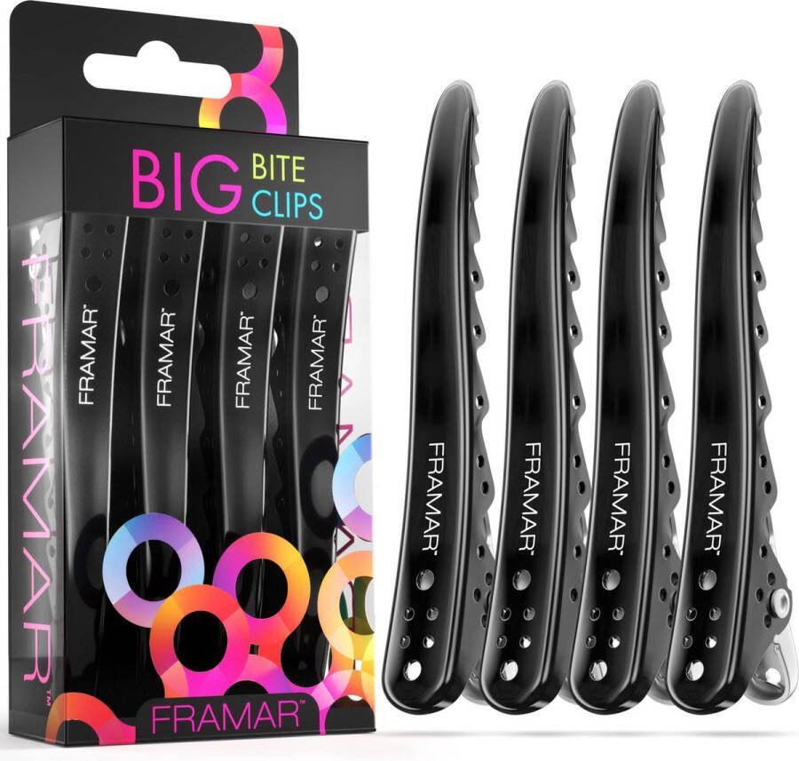 Framar Big Bite Haarclips Zwart 4 st