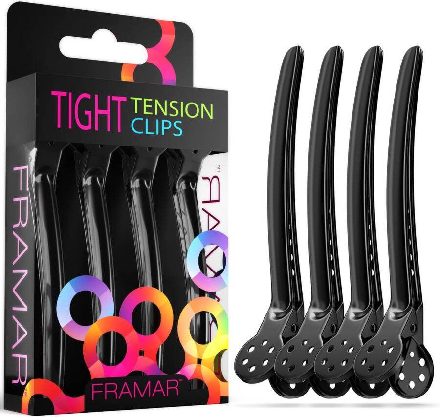 Framar Tight Tension Haarclips Zwart 4 st