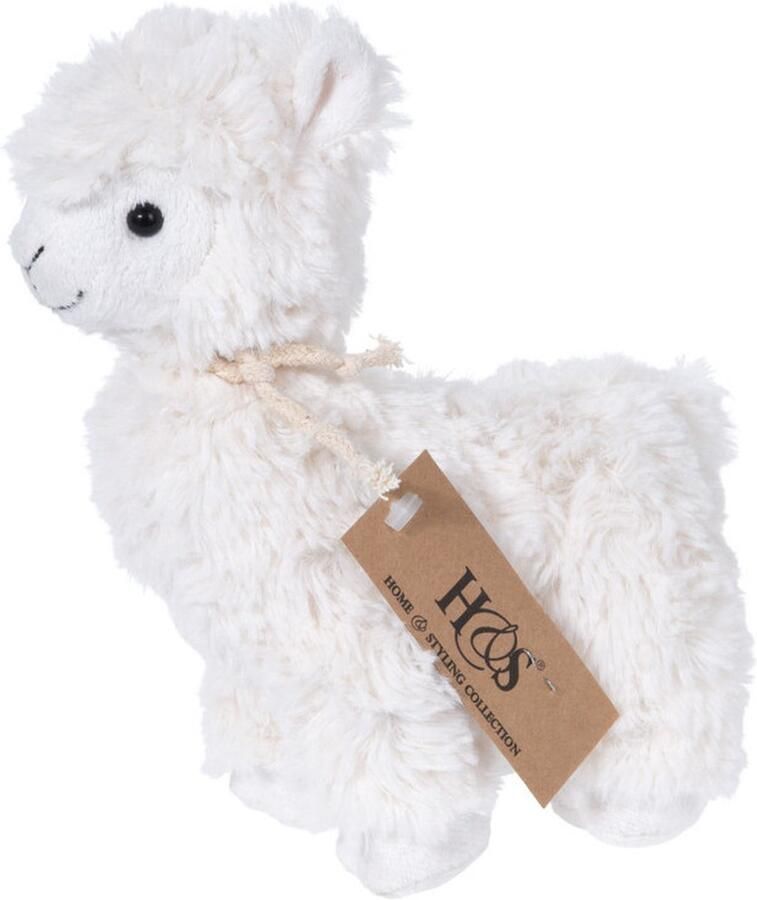 Free and Easy Knuffel Lama Junior 18 X 13 Cm Pluche Wit