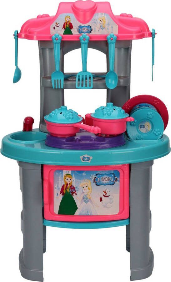 FREE & EASY Free en Easy Kinderkeuken Speelgoed Keuken-incl.keukenaccesoires-25-delig-45 x 28 x 70 cm