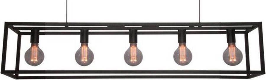 Freelight Hanglamp Esteso 5 lichts L 120 cm B 25 cm zwart