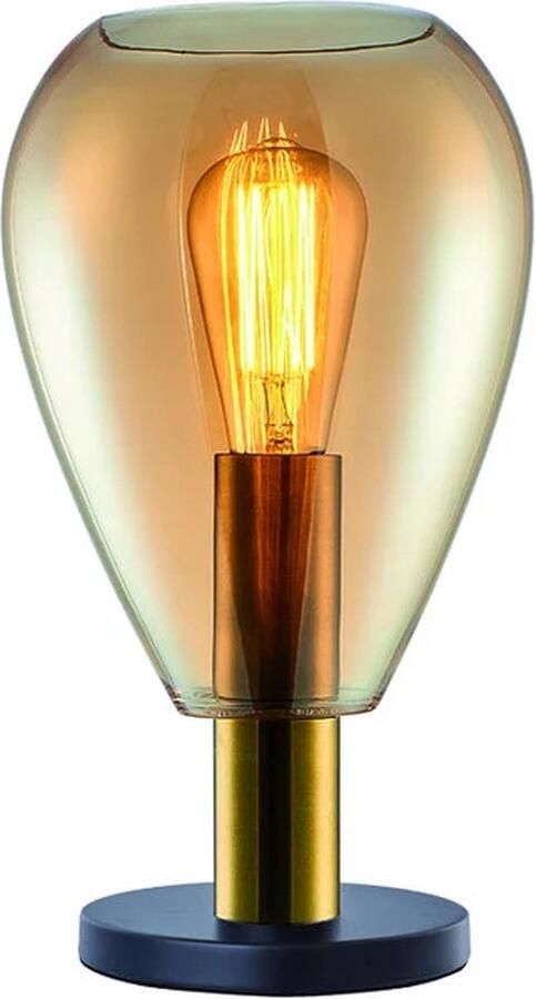 Freelight Tafellamp Dorato Zwart Goud Glas Amber