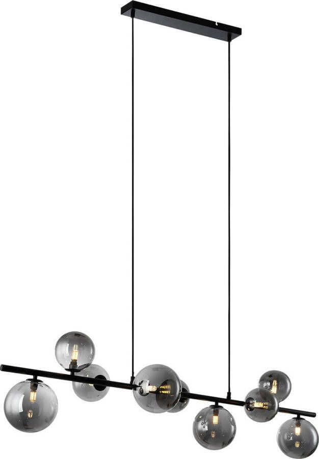 Freelight Hanglamp Calcio 9 lichts L 125 cm excl. 9x G9 LED rook glas zwart