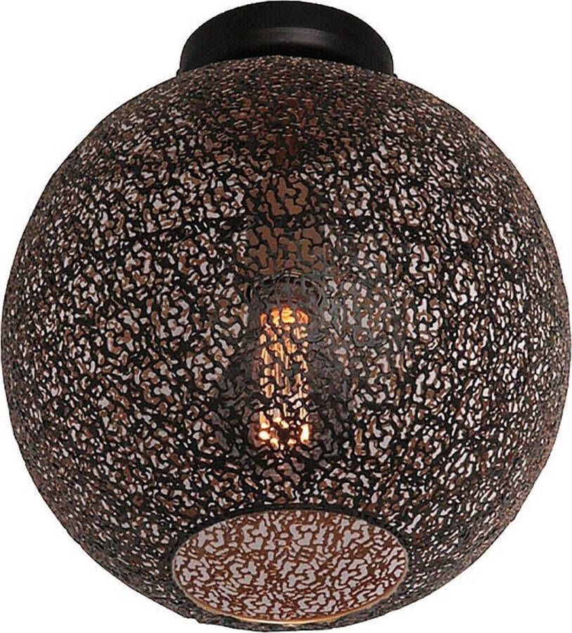 Freelight Oronero plafondlamp bollamp kap Ø30 cm excl. E27 lichtbron zwart met goud
