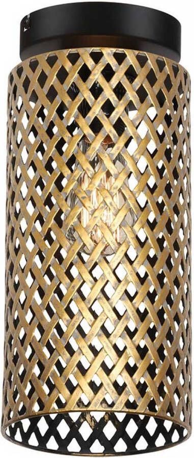 Freelight Plafondlamp Cestino H 34 cm zwart goud