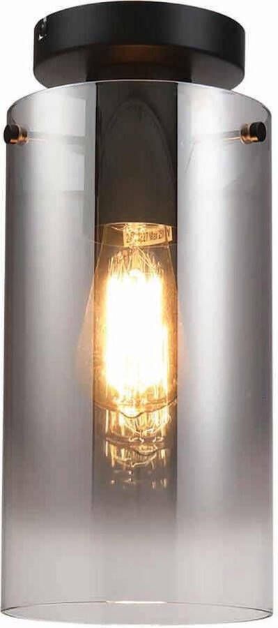 Freelight Plafondlamp Ventotto H 33 cm Ø 15 cm rook glas zwart