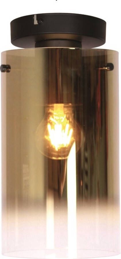 Freelight Plafondlamp Ventotto Zwart & Gold Glas 15cm Ø