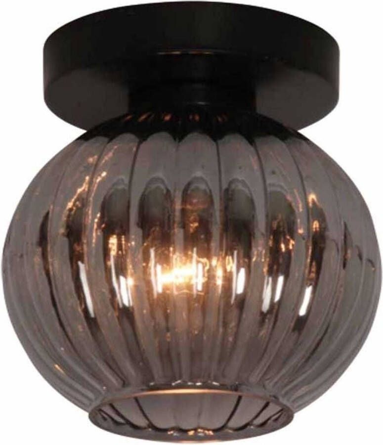 Freelight Zucca Plafondlamp 1 lichts zwart-smoke Glas Modern - 2 jaar garantie