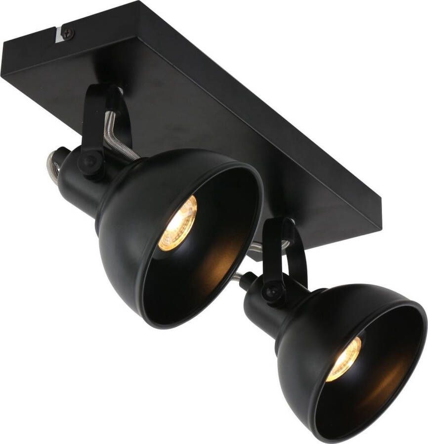 Freelight Santo plafondlamp spot tweelichts 37 cm breed incl. GU10 lichtbronnen zwart