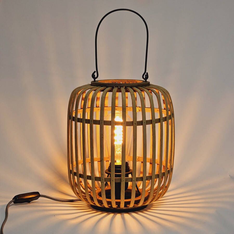 Freelight Treccia tafellamp lantaarn Ø22 cm 25 cm hoog E27 beige
