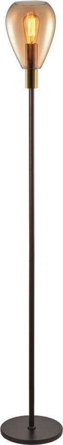 Freelight Vloerlamp Dorato Zwart Goud Glas Amber 170cm