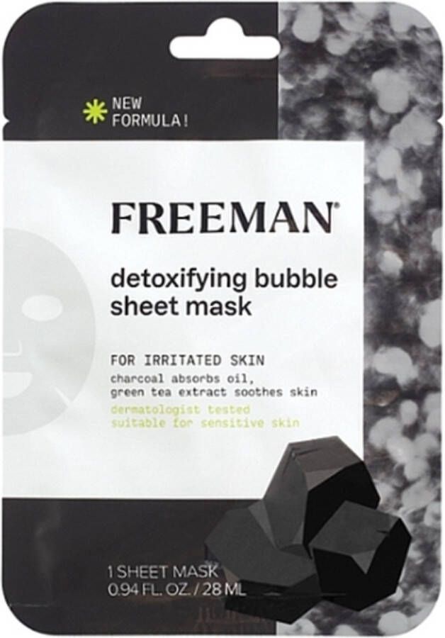Freeman sheet mask detoxifying bubble tissue gezichtsmasker charcoal green tea