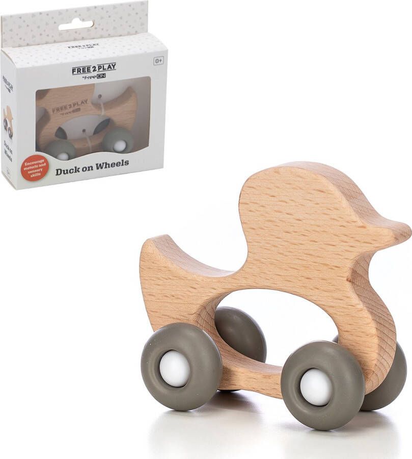 Freeplay Free2Play Houten speelgoed auto met siliconen wielen Eend Duck