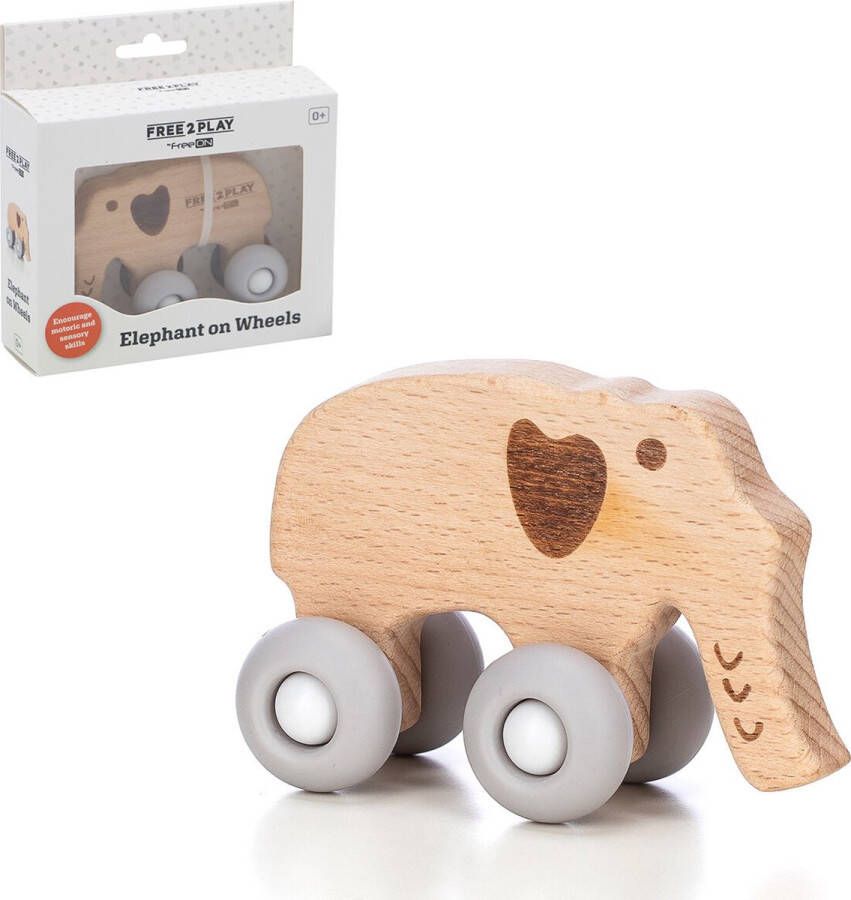 Freeplay Free2Play Houten speelgoed met siliconen wielen Olifant Elephant