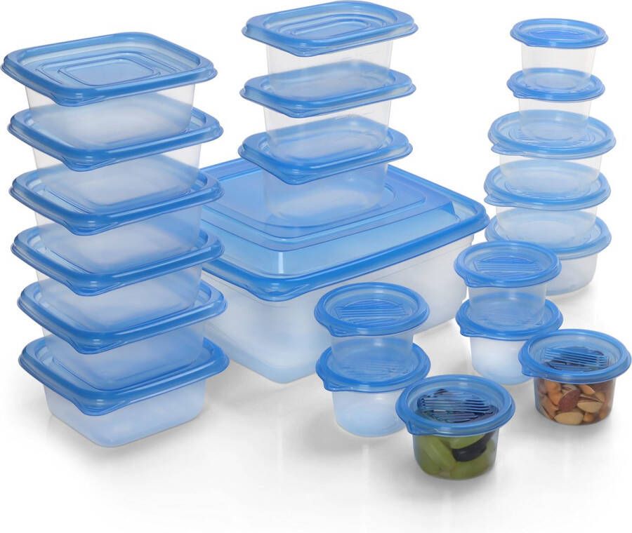 FRESHLY CONTAINED Plastic Voedsel Containers (21 Stuks) BPA-vrije Herbruikbare Opslag Dozen Set met Deksels Luchtdichte Containers voor Keuken Kelder Mealprep en Lunches Magnetron Diepvries